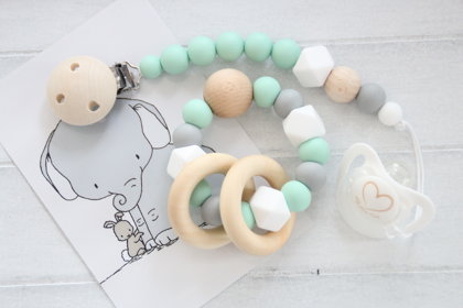 Mint krāsas graušans manta ar knupīša turētāju